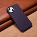 ICarer Etui na telefon iCarer Case Leather z naturalnej skóry do iPhone 14 Plus ciemnofioletowy (kompatybilne z MagSafe)