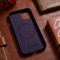 ICarer Etui na telefon iCarer Case Leather z naturalnej skóry do iPhone 14 Plus ciemnofioletowy (kompatybilne z MagSafe)