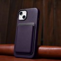 ICarer Etui na telefon iCarer Case Leather z naturalnej skóry do iPhone 14 Plus ciemnofioletowy (kompatybilne z MagSafe)