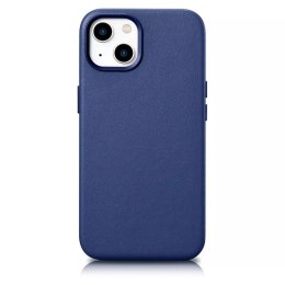 ICarer Etui na telefon iCarer Case Leather z naturalnej skóry do iPhone 14 Plus niebieski (kompatybilne z MagSafe)