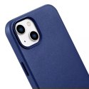 ICarer Etui na telefon iCarer Case Leather z naturalnej skóry do iPhone 14 Plus niebieski (kompatybilne z MagSafe)
