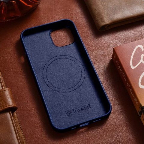 ICarer Etui na telefon iCarer Case Leather z naturalnej skóry do iPhone 14 Plus niebieski (kompatybilne z MagSafe) ICarer Etui na telefon iCarer Case Leather z naturalnej skóry do iPhone 14 Plus niebieski (kompatybilne z MagSafe)