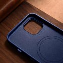 ICarer Etui na telefon iCarer Case Leather z naturalnej skóry do iPhone 14 Plus niebieski (kompatybilne z MagSafe)