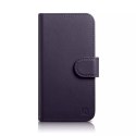 ICarer Etui na telefon iCarer Wallet Case 2in1 do iPhone 14 Plus skórzany pokrowiec z klapką Anti-RFID ciemnofioletowy