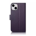 ICarer Etui na telefon iCarer Wallet Case 2in1 do iPhone 14 Plus skórzany pokrowiec z klapką Anti-RFID ciemnofioletowy