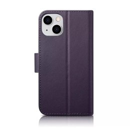 ICarer Etui na telefon iCarer Wallet Case 2in1 do iPhone 14 Plus skórzany pokrowiec z klapką Anti-RFID ciemnofioletowy