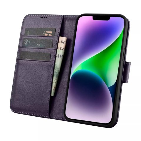 ICarer Etui na telefon iCarer Wallet Case 2in1 do iPhone 14 Plus skórzany pokrowiec z klapką Anti-RFID ciemnofioletowy ICarer Etui na telefon iCarer Wallet Case 2in1 do iPhone 14 Plus skórzany pokrowiec z klapką Anti-RFID ciemnofioletowy