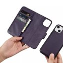 ICarer Etui na telefon iCarer Wallet Case 2in1 do iPhone 14 Plus skórzany pokrowiec z klapką Anti-RFID ciemnofioletowy