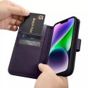 ICarer Etui na telefon iCarer Wallet Case 2in1 do iPhone 14 Plus skórzany pokrowiec z klapką Anti-RFID ciemnofioletowy