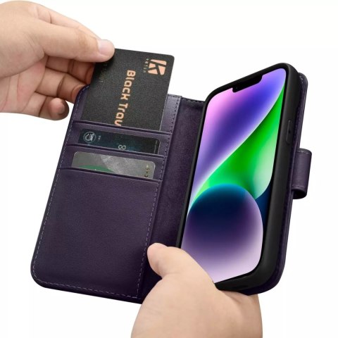 ICarer Etui na telefon iCarer Wallet Case 2in1 do iPhone 14 Plus skórzany pokrowiec z klapką Anti-RFID ciemnofioletowy ICarer Etui na telefon iCarer Wallet Case 2in1 do iPhone 14 Plus skórzany pokrowiec z klapką Anti-RFID ciemnofioletowy