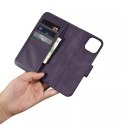 ICarer Etui na telefon iCarer Wallet Case 2in1 do iPhone 14 Plus skórzany pokrowiec z klapką Anti-RFID ciemnofioletowy