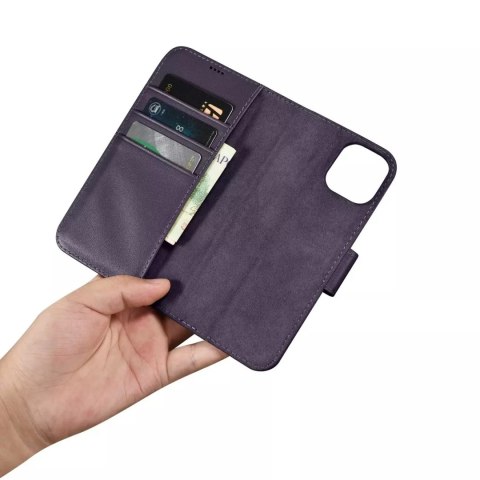 ICarer Etui na telefon iCarer Wallet Case 2in1 do iPhone 14 Plus skórzany pokrowiec z klapką Anti-RFID ciemnofioletowy ICarer Etui na telefon iCarer Wallet Case 2in1 do iPhone 14 Plus skórzany pokrowiec z klapką Anti-RFID ciemnofioletowy