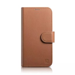 ICarer Etui na telefon iCarer Wallet Case 2in1 do iPhone 14 Pro Max skórzany pokrowiec z klapką Anti-RFID brązowy