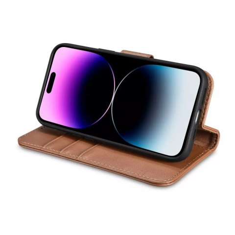 ICarer Etui na telefon iCarer Wallet Case 2in1 do iPhone 14 Pro Max skórzany pokrowiec z klapką Anti-RFID brązowy ICarer Etui na telefon iCarer Wallet Case 2in1 do iPhone 14 Pro Max skórzany pokrowiec z klapką Anti-RFID brązowy