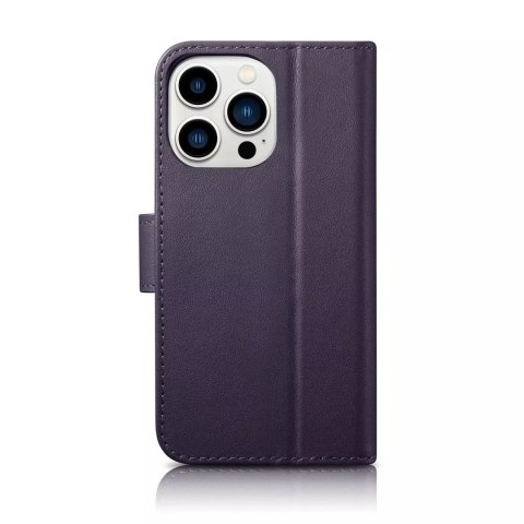 ICarer Etui na telefon iCarer Wallet Case 2in1 do iPhone 14 Pro Max skórzany pokrowiec z klapką Anti-RFID ciemnofioletowy ICarer Etui na telefon iCarer Wallet Case 2in1 do iPhone 14 Pro Max skórzany pokrowiec z klapką Anti-RFID ciemnofioletowy