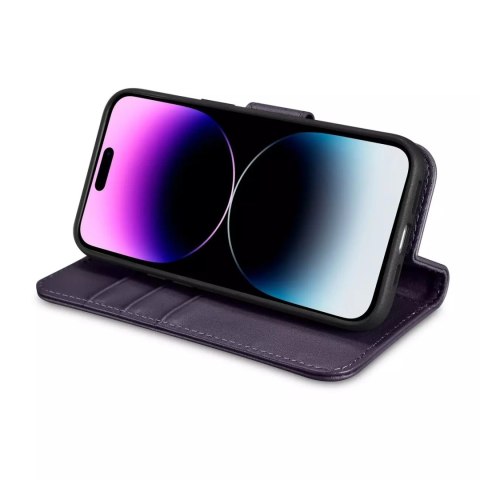 ICarer Etui na telefon iCarer Wallet Case 2in1 do iPhone 14 Pro Max skórzany pokrowiec z klapką Anti-RFID ciemnofioletowy ICarer Etui na telefon iCarer Wallet Case 2in1 do iPhone 14 Pro Max skórzany pokrowiec z klapką Anti-RFID ciemnofioletowy