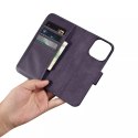 ICarer Etui na telefon iCarer Wallet Case 2in1 do iPhone 14 Pro Max skórzany pokrowiec z klapką Anti-RFID ciemnofioletowy