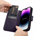 ICarer Etui na telefon iCarer Wallet Case 2in1 do iPhone 14 Pro Max skórzany pokrowiec z klapką Anti-RFID ciemnofioletowy
