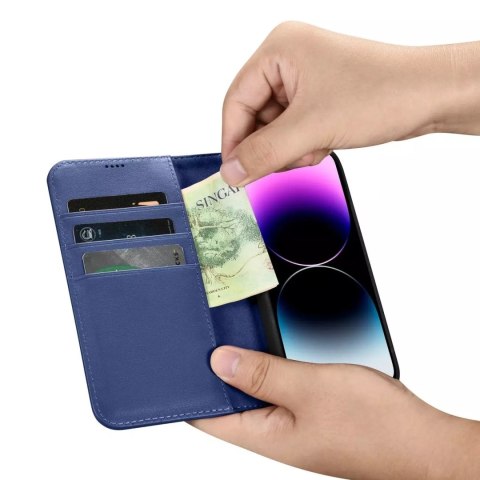 ICarer Etui na telefon iCarerWallet Case 2in1 do iPhone 14 Pro Max skórzany pokrowiec z klapką Anti-RFID ICarer Etui na telefon iCarerWallet Case 2in1 do iPhone 14 Pro Max skórzany pokrowiec z klapką Anti-RFID