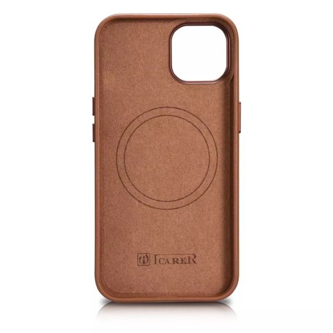 ICarer ICarer Case Leather pokrowiec etui z naturalnej skóry do iPhone 14 Plus brązowy (kompatybilne z MagSafe) ICarer ICarer Case Leather pokrowiec etui z naturalnej skóry do iPhone 14 Plus brązowy (kompatybilne z MagSafe)