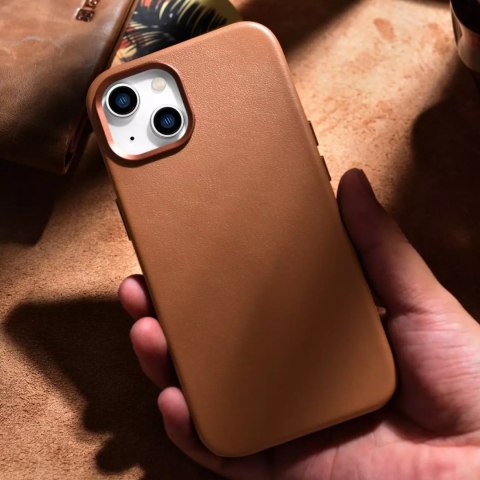 ICarer ICarer Case Leather pokrowiec etui z naturalnej skóry do iPhone 14 Plus brązowy (kompatybilne z MagSafe) ICarer ICarer Case Leather pokrowiec etui z naturalnej skóry do iPhone 14 Plus brązowy (kompatybilne z MagSafe)