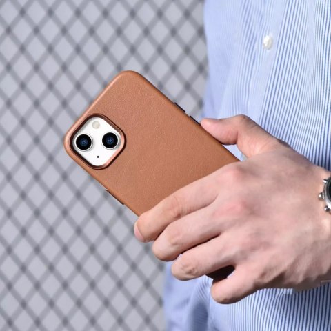 ICarer ICarer Case Leather pokrowiec etui z naturalnej skóry do iPhone 14 Plus brązowy (kompatybilne z MagSafe) ICarer ICarer Case Leather pokrowiec etui z naturalnej skóry do iPhone 14 Plus brązowy (kompatybilne z MagSafe)