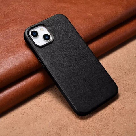 ICarer ICarer Case Leather pokrowiec etui z naturalnej skóry do iPhone 14 Plus czarny (kompatybilne z MagSafe) ICarer ICarer Case Leather pokrowiec etui z naturalnej skóry do iPhone 14 Plus czarny (kompatybilne z MagSafe)