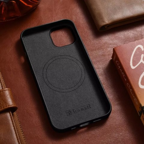 ICarer ICarer Case Leather pokrowiec etui z naturalnej skóry do iPhone 14 Plus czarny (kompatybilne z MagSafe) ICarer ICarer Case Leather pokrowiec etui z naturalnej skóry do iPhone 14 Plus czarny (kompatybilne z MagSafe)