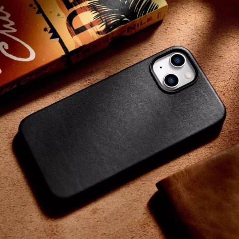 ICarer ICarer Case Leather pokrowiec etui z naturalnej skóry do iPhone 14 Plus czarny (kompatybilne z MagSafe) ICarer ICarer Case Leather pokrowiec etui z naturalnej skóry do iPhone 14 Plus czarny (kompatybilne z MagSafe)