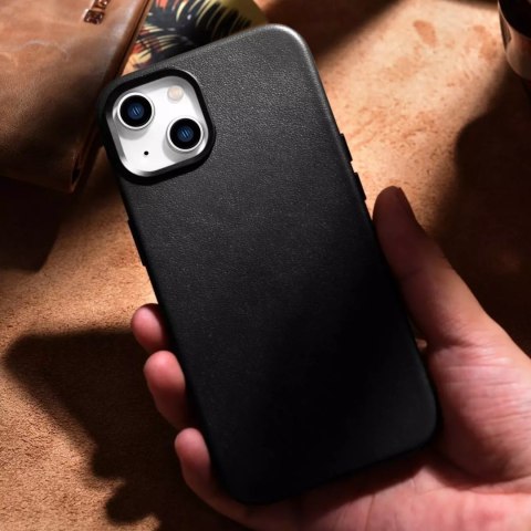 ICarer ICarer Case Leather pokrowiec etui z naturalnej skóry do iPhone 14 Plus czarny (kompatybilne z MagSafe) ICarer ICarer Case Leather pokrowiec etui z naturalnej skóry do iPhone 14 Plus czarny (kompatybilne z MagSafe)