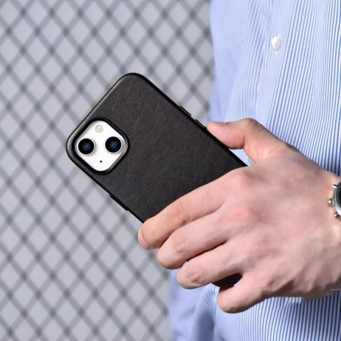 ICarer ICarer Case Leather pokrowiec etui z naturalnej skóry do iPhone 14 Plus czarny (kompatybilne z MagSafe) ICarer ICarer Case Leather pokrowiec etui z naturalnej skóry do iPhone 14 Plus czarny (kompatybilne z MagSafe)
