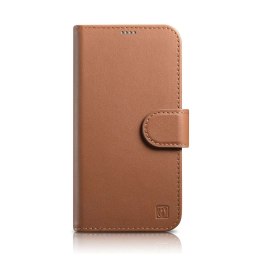 ICarer ICarer Wallet Case 2in1 etui iPhone 14 Plus skórzany pokrowiec z klapką Anti-RFID brązowy (WMI14220727-BN)