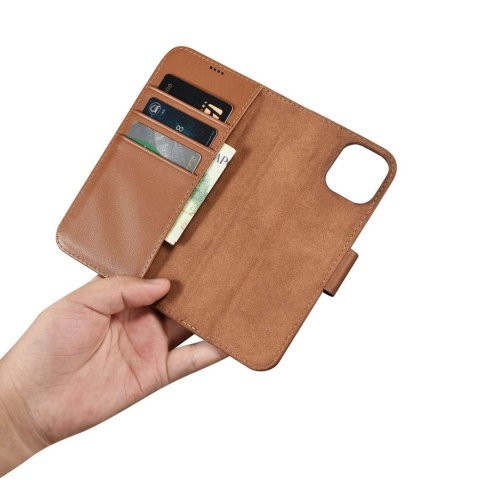 ICarer ICarer Wallet Case 2in1 etui iPhone 14 Plus skórzany pokrowiec z klapką Anti-RFID brązowy (WMI14220727-BN) ICarer ICarer Wallet Case 2in1 etui iPhone 14 Plus skórzany pokrowiec z klapką Anti-RFID brązowy (WMI14220727-BN)