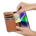 ICarer ICarer Wallet Case 2in1 etui iPhone 14 Plus skórzany pokrowiec z klapką Anti-RFID brązowy (WMI14220727-BN)