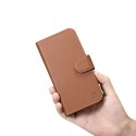 ICarer ICarer Wallet Case 2in1 etui iPhone 14 Plus skórzany pokrowiec z klapką Anti-RFID brązowy (WMI14220727-BN)