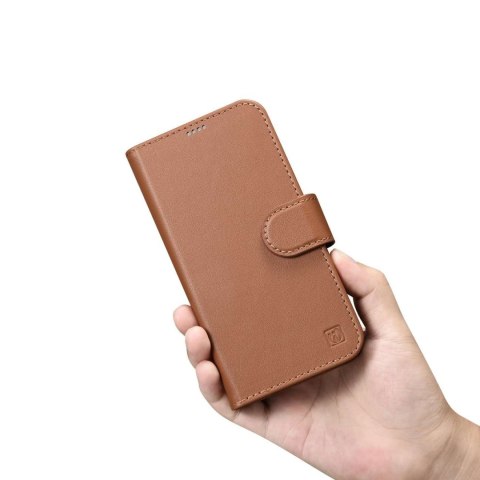 ICarer ICarer Wallet Case 2in1 etui iPhone 14 Plus skórzany pokrowiec z klapką Anti-RFID brązowy (WMI14220727-BN) ICarer ICarer Wallet Case 2in1 etui iPhone 14 Plus skórzany pokrowiec z klapką Anti-RFID brązowy (WMI14220727-BN)