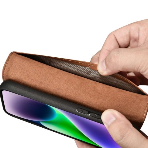 ICarer ICarer Wallet Case 2in1 etui iPhone 14 Plus skórzany pokrowiec z klapką Anti-RFID brązowy (WMI14220727-BN) ICarer ICarer Wallet Case 2in1 etui iPhone 14 Plus skórzany pokrowiec z klapką Anti-RFID brązowy (WMI14220727-BN)