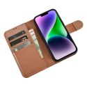 ICarer ICarer Wallet Case 2in1 etui iPhone 14 Plus skórzany pokrowiec z klapką Anti-RFID brązowy (WMI14220727-BN)