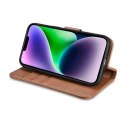 ICarer ICarer Wallet Case 2in1 etui iPhone 14 Plus skórzany pokrowiec z klapką Anti-RFID brązowy (WMI14220727-BN)