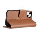 ICarer ICarer Wallet Case 2in1 etui iPhone 14 Plus skórzany pokrowiec z klapką Anti-RFID brązowy (WMI14220727-BN)