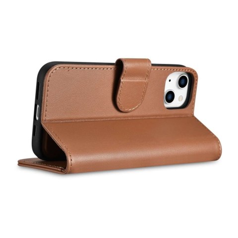 ICarer ICarer Wallet Case 2in1 etui iPhone 14 Plus skórzany pokrowiec z klapką Anti-RFID brązowy (WMI14220727-BN) ICarer ICarer Wallet Case 2in1 etui iPhone 14 Plus skórzany pokrowiec z klapką Anti-RFID brązowy (WMI14220727-BN)