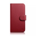 ICarer ICarer Wallet Case 2in1 etui iPhone 14 Plus skórzany pokrowiec z klapką Anti-RFID czerwony (WMI14220727-RD)
