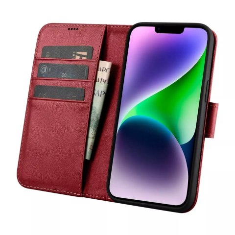 ICarer ICarer Wallet Case 2in1 etui iPhone 14 Plus skórzany pokrowiec z klapką Anti-RFID czerwony (WMI14220727-RD) ICarer ICarer Wallet Case 2in1 etui iPhone 14 Plus skórzany pokrowiec z klapką Anti-RFID czerwony (WMI14220727-RD)