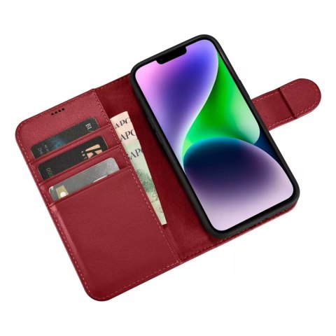 ICarer ICarer Wallet Case 2in1 etui iPhone 14 Plus skórzany pokrowiec z klapką Anti-RFID czerwony (WMI14220727-RD) ICarer ICarer Wallet Case 2in1 etui iPhone 14 Plus skórzany pokrowiec z klapką Anti-RFID czerwony (WMI14220727-RD)