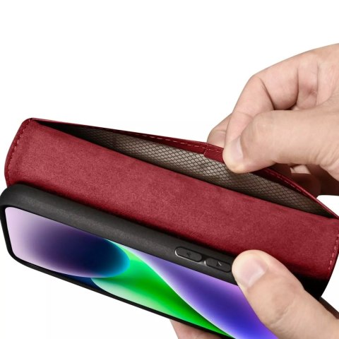 ICarer ICarer Wallet Case 2in1 etui iPhone 14 Plus skórzany pokrowiec z klapką Anti-RFID czerwony (WMI14220727-RD) ICarer ICarer Wallet Case 2in1 etui iPhone 14 Plus skórzany pokrowiec z klapką Anti-RFID czerwony (WMI14220727-RD)