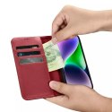 ICarer ICarer Wallet Case 2in1 etui iPhone 14 Plus skórzany pokrowiec z klapką Anti-RFID czerwony (WMI14220727-RD)