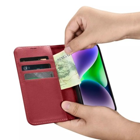 ICarer ICarer Wallet Case 2in1 etui iPhone 14 Plus skórzany pokrowiec z klapką Anti-RFID czerwony (WMI14220727-RD) ICarer ICarer Wallet Case 2in1 etui iPhone 14 Plus skórzany pokrowiec z klapką Anti-RFID czerwony (WMI14220727-RD)