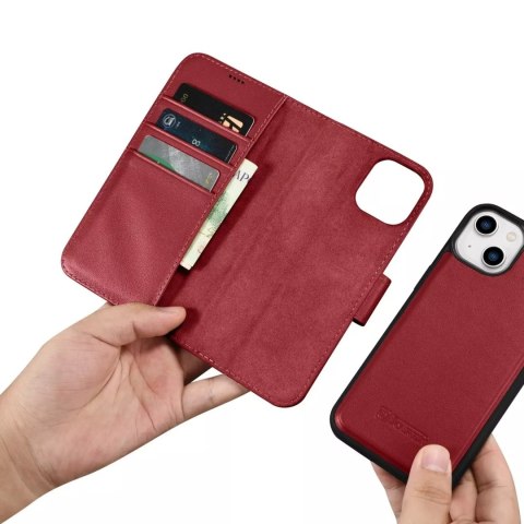 ICarer ICarer Wallet Case 2in1 etui iPhone 14 Plus skórzany pokrowiec z klapką Anti-RFID czerwony (WMI14220727-RD) ICarer ICarer Wallet Case 2in1 etui iPhone 14 Plus skórzany pokrowiec z klapką Anti-RFID czerwony (WMI14220727-RD)