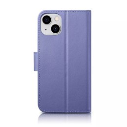 ICarer ICarer Wallet Case 2in1 etui iPhone 14 Plus skórzany pokrowiec z klapką Anti-RFID jasnofioletowy (WMI14220727-LP)