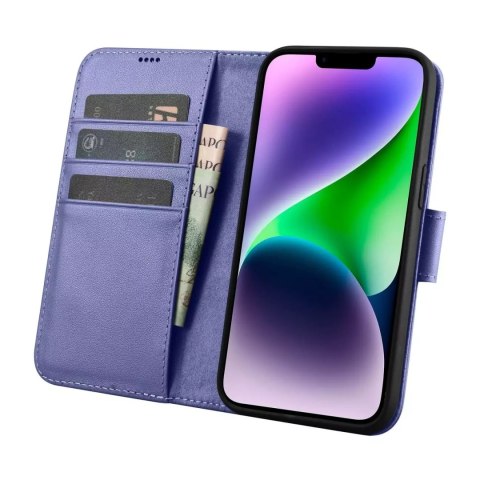 ICarer ICarer Wallet Case 2in1 etui iPhone 14 Plus skórzany pokrowiec z klapką Anti-RFID jasnofioletowy (WMI14220727-LP) ICarer ICarer Wallet Case 2in1 etui iPhone 14 Plus skórzany pokrowiec z klapką Anti-RFID jasnofioletowy (WMI14220727-LP)